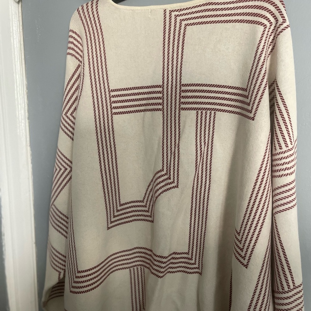 Striped Cranberry and White Sweater Set. - Picture 2 of 7